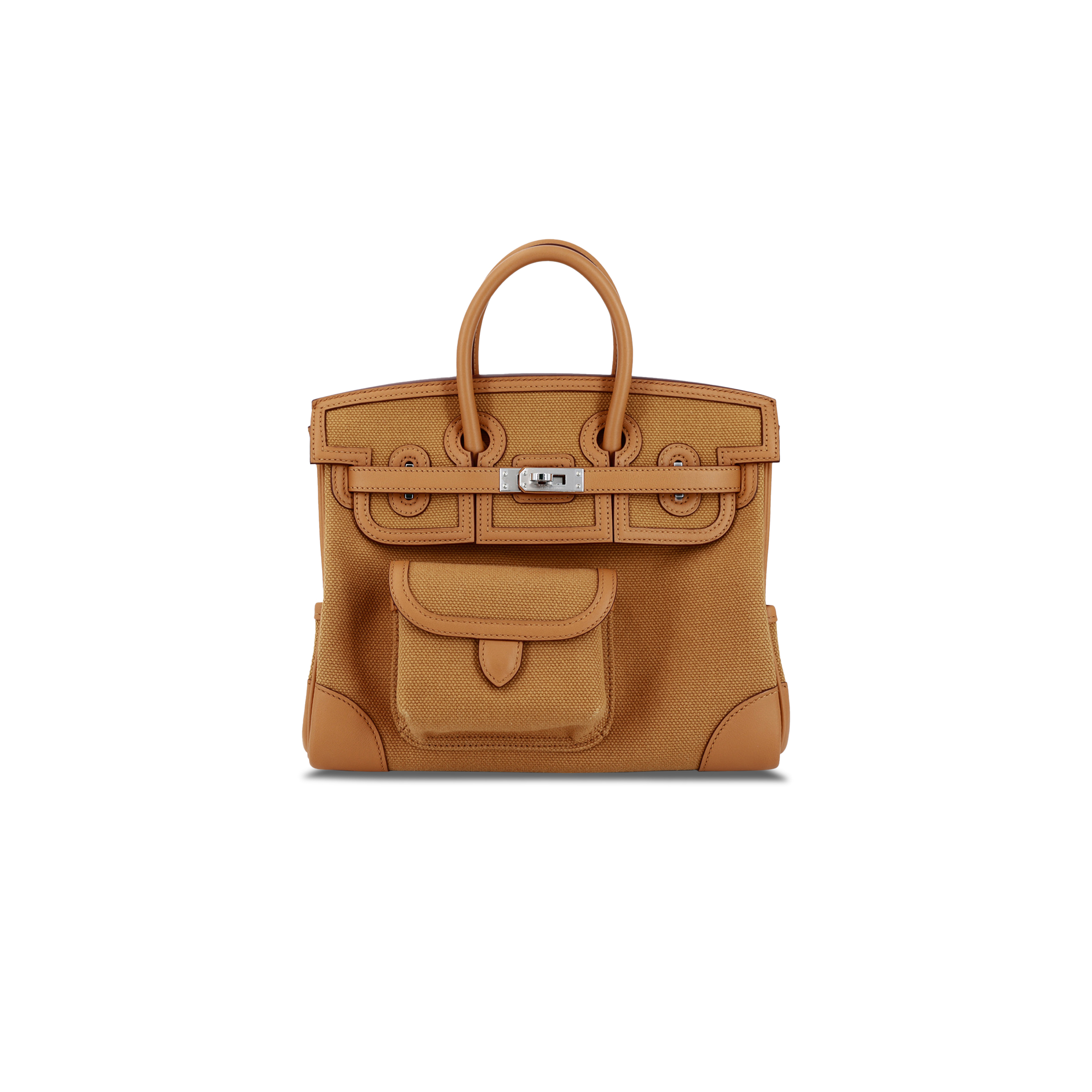 H**mes master birkin 25 2s sesame swift leather and canvas tote 8024740062 (25*20*13cm)